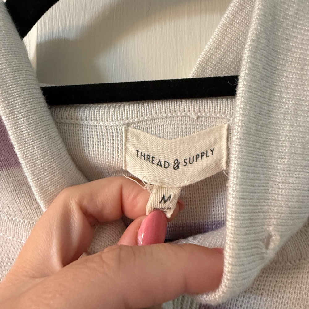 Thread & Supply Lavender and White Striped Hoodie - Picture 6 of 7